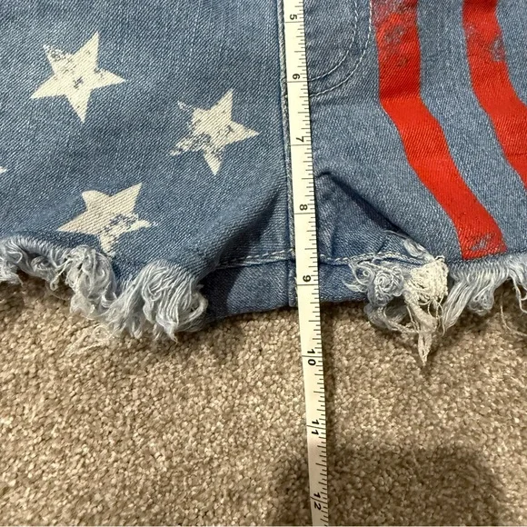 Tinseltown Denim Short Overalls with American Flag Stars & Stripes size small - Picture 5 of 7